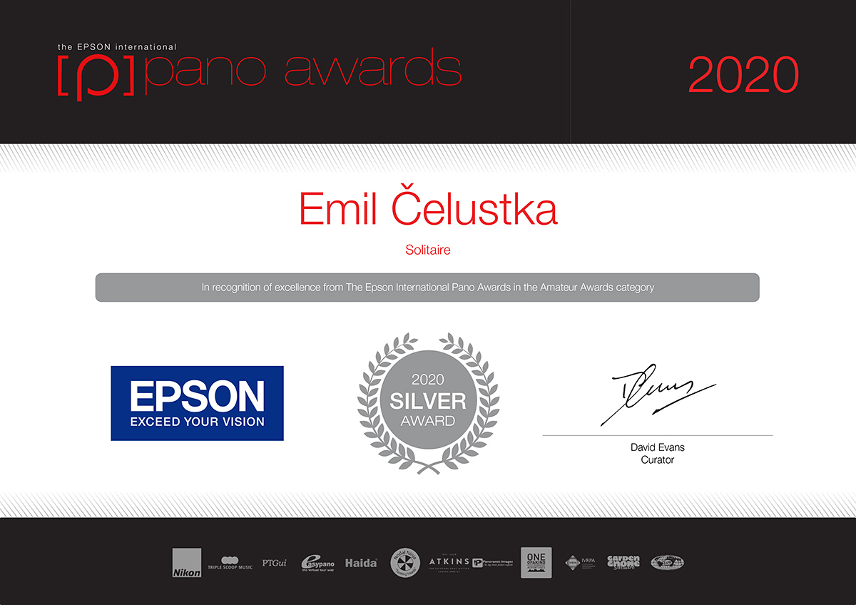 Certifikát stříbrný odznak The EPSON Pano Awards 2020